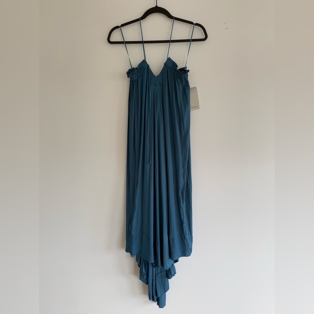 NWT ZARA Basics Dark Teal Flowy High Low Dress Womens S